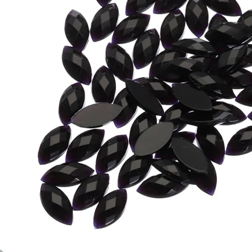 QUARKZMAN 100pz Pietre Preziose in Acrilico con Retro 7mm x 15mm Nero