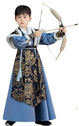 Kung Fu Hanfu for Boy Winter Warm Swordsman Martial Arts Robe Fencer Performance Costume Tang Suit
