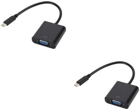 Uonlytech 2pezzi Cavo Adattatore Usb Type-c Vga Femmina Supporto Per Monitor e Proiettori Facile Da Usare Colore Nero