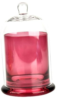 Colcolo Portacandele a Cupola in Vetro Cloche, Copertura per Piante a Cupola con Campana in Vetro, Copertura a Campana in Vetro per Candela con Tazza con, Rosa Rossa