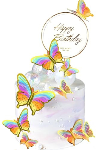 happy birthday tortendeko schmetterling,11 Stück happy birthday cake topper, schmetterling tortendeko geburtstag mädchen Geeignet für party,Hochzeit,cake topper geburtstag