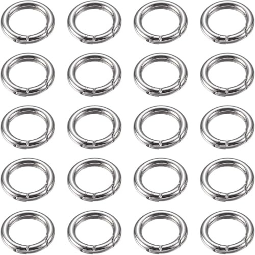 ZUWIJEQ 20 Stück Runder Karabiner, 20mm Silber, Schlüsselanhänger Ringe für Tasche, Schmuck, Schlüsselring, Hundeleine, DIY Handwerk