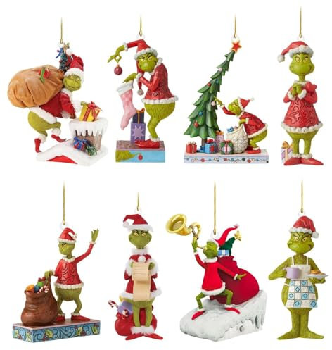 Christmas Ornament Decorations, 8PCS Stocking Cap Funny Santa Ornament Decorative Xmas Decor Ornaments (8PCS)