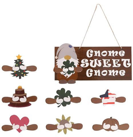 TianWlio Weihnachtsbaumschmuck Hängende Ornamente Deko GNOME Türhänger Saisonales Holzschild mit austauschbaren Armen Urlaubsstücken Weihnachtsbaum Anhänger Deko Christbaumschmuck (White One Size)
