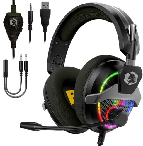 EMPIRE GAMING – H-13 Casque Gamer RGB - pour PlayStation, Xbox One/Series, Switch, PC, Mac, Smartphones, Tablettes - Télécommande - Son Stéréo Haute Définition - Microphone Flexible - Noir