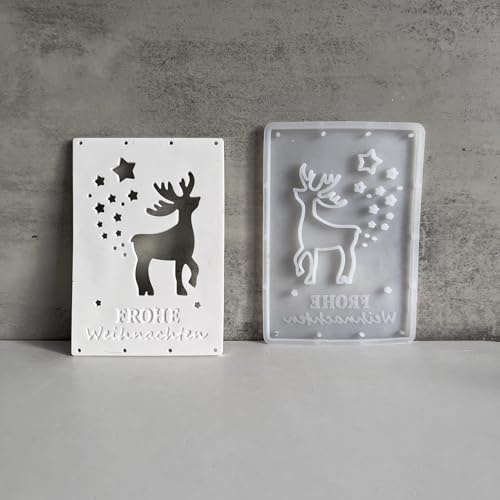 ALEFBET Silikonformen Gießformen Weihnachten, Silikonform Weihnachten Geldgeschenk, Silikonformen Weihnachten, Silikon Gießform Weihnachten, Gipsformen zum Gießen (Panel-Weihnachten B)