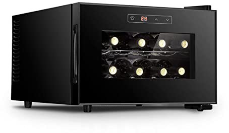 IUBGFTO Refrigerador para Vino, refrigerador Independiente Negro para Bodega, refrigerador para 8 Botellas con Cerradura, Control de Temperatura Digital con Puerta de Vidrio, Horizontal (Vertical)