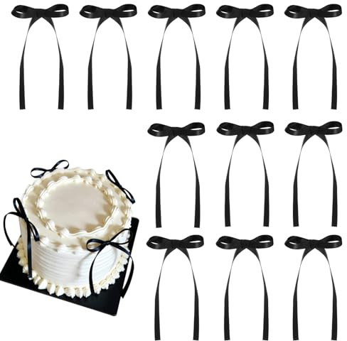 30 confezioni di decorazioni per torte con fiocco nero per torte a tema coquette, decorazioni per cupcake con fiocco nero, decorazioni per torte di compleanno nere per baby shower, compleanno