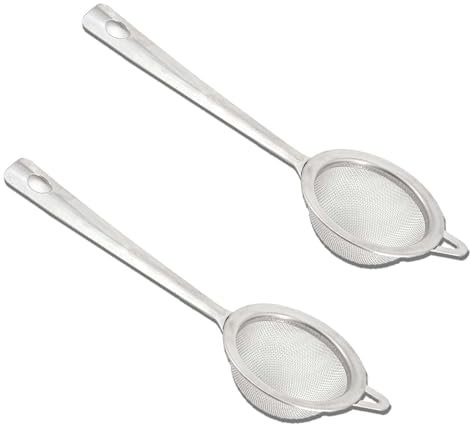 Small Sieve Fine Mesh, 2 Pcs Tea Strainers for Loose Tea, Mini Small Tea Sieve Fine Mesh, Stainless Steel Siveve Sift with Handle Strainers for Loose Tea Cocktail Spices and Baking