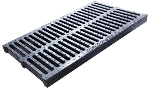 Ablaufgitter aus Kunststoff, 50 cm lang, für Hof, Gehweg, Garten, Bauernhof, Kanalisation, Entwässerungsrinne, Außenrinnenabdeckung, flacher Boden, 50 x 24 x 2,2 cm