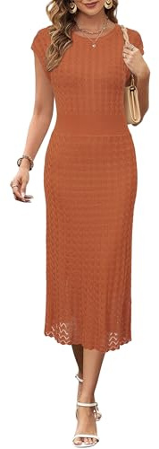Newshows Summer Dresses for Women UK Hollow Knit Casual Work Business Elegant Ladies Midi Dress