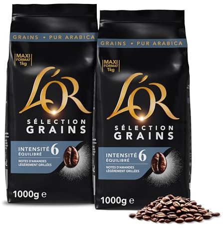 L'OR Sélection Intensité 6 Grains de café (2 x 1Kg) | 100% Arabica