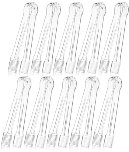 Fiorky 10 PCS Plastic Serving Tong Disposable Serving Utensils Clear Appetizer Tongs for Buffet Appetizers Ice Candy