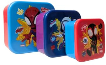 My sweety pop Matlåda Spidey – stapelbar lunchlåda, 11,5 cm, set om 3 – barn – förskola, semester – röd/blå/lila