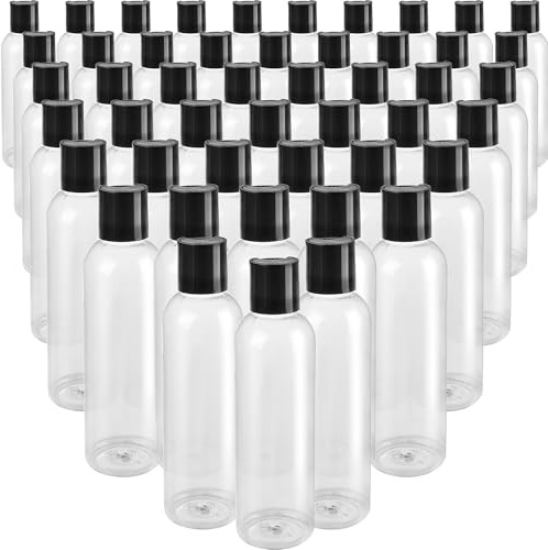48 Pack 8 oz Clear Plastic Squeeze Bottles with Disc Top Caps Refillable Clear Travel Bottles Containers for Shampoo Lotions Liquid Body Soap Creams