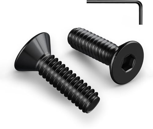 Zuyya 20 Stück Senkkopfschrauben M6 x 30 mm Schwarze Schrauben Edelstahl | Innensechskant Antrieb, Edelstahl A2 V2A Schrauben, Senkschrauben Vollgewinde mit Innensechskantschlüssel