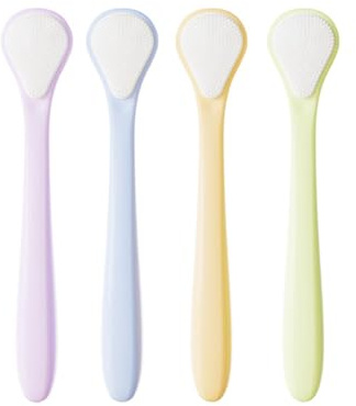 Lot de 4 gratte-langue en silicone souple pour enfants – Nettoyant double face avec design en arc confortable et petites bosses de massage