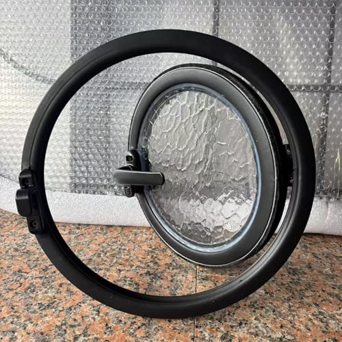 Finestra Rotonda 30/40/50 cm con Vetro Temperato Ondulato, Finestra Scorrevole da Interni, Oblò Tondo, Per Cucina, Bagno, Cantina o Pollaio(L30cm/12in)