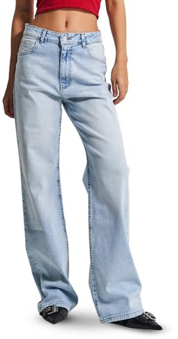 IT'S BASIC High Waisted Wide Leg Jeans for Women, Relaxed Fit Trendy Womens Jeans Stretchy Loose Denim Pants, Stonewashed