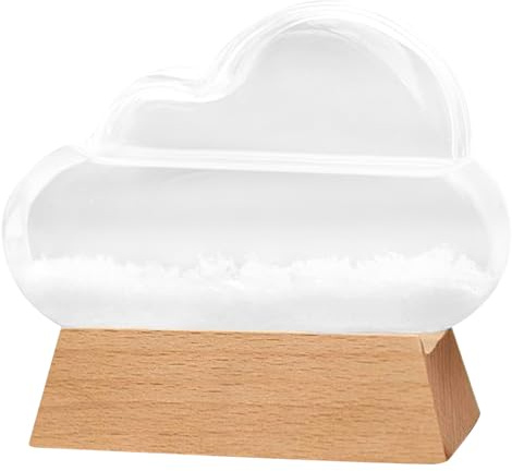 Muzrunq Prédicteur météo en Verre tempête en Forme de Nuage avec Base en Bois, décoration de Bouteille décorative pour la Maison, Le Bureau, la décoration la Maison