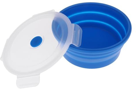 YIXANNX Cuencos Plegables de Silicona para Acampar, versátiles y de Grado alimenticio, con Tapa para Aventuras al Aire Libre. Ideales para Viajes, Azul, 900 ml