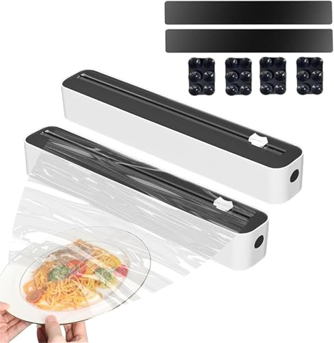 Frischhaltefolienspender mit Cutter - Magnetisch & Klebe, ohne Bohren, Folienschneider für Frischhaltefolie & Alufolie, Alufolienspender Schublade Für Küche (2 Stück)