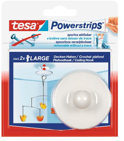 Tesa 58029-00020-00 - Ganci da soffitto con 2 Powerstrips, 6 pz, colore: Bianco