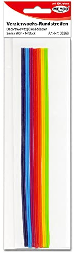 Verzierwachs - Wachsstreifen  Regenbogen , 7 x 2 Streifen - 200 x 2mm. Wachs