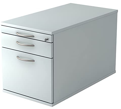 Rollcontainer TC mit 1 Schublade & 1 Hängeregister, 42,8 x 80 x 51,2 cm, Grau, Bogengriff Metall