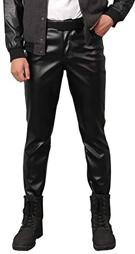 Panegy Pantaloni in Pelle di Inverno Sottili Business Uomo Slim Fit Pantaloni in Pelle per Ecopelle I Jeans Impermeabili Jeans in Pelle
