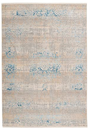 Qiyano Teppich Kurzflor - Orientalischer Teppich, Pastell, Vintage, Used Look, modern, pflegeleicht, türkis rot beige - Wohnzimmer, Schlafzimmer, Esszimmer, Büro - Farbe: Türkis, Größe: 160 x 230 cm