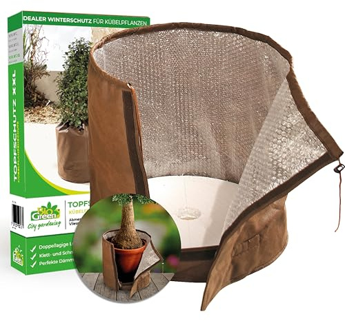 BioGreen Topfschutz XXL Ø 85 x H 90 cm | Pflanztopfschutz & Winterschutz für große Pflanzgefäße | Isolierender Topfmantel aus Micro-Vlies mit dickem Boden gegen Frost & Nässe