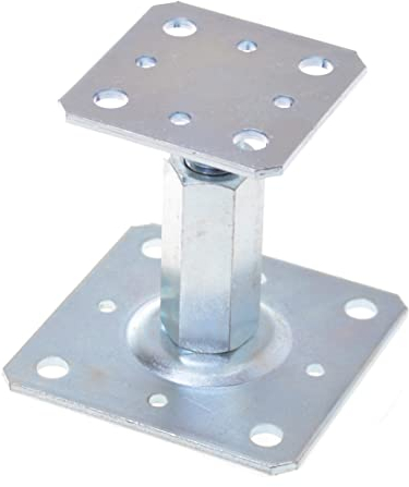 Aqbau® Lot de supports de poteau réglables en hauteur, pieds de support en acier galvanisé, 110 x 80 mm, réglables, montage facile, clôtures et plus encore, ancrage de support robuste pour terrasses
