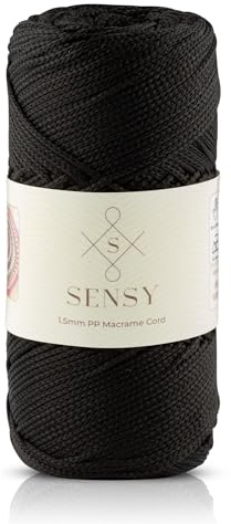 S Sensy - Schwarz 1.5MM Premium Polypropylen Makramee-Kordel, 150m