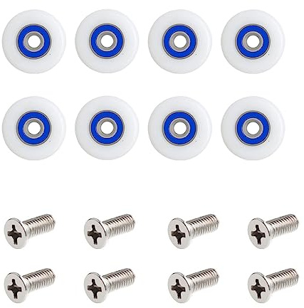 BBTISG Lot De 8 Roulettes Pour Porte De Douche Avec Des Vis, 27 Mm De Diamètre Roulettes De Rechange Pour Porte De Douche Coulissante Pour Cabine De Douche