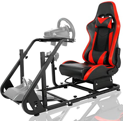 Anman G923 Professional Gaming Simulator Cockpit with Red Race Seat Fit for Logitech G29 G920,Thrustmaster T80 T150,Fanatec Adjustable Driving Mount Not Included Wheel Shifter Pedal