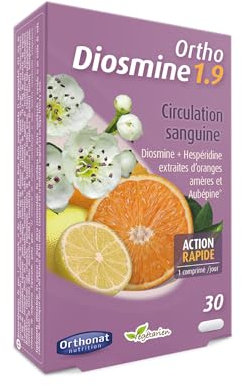 Orthonat - Diosmina 1.9 - Suplemento dietético Circulación sanguínea - 456 mg de Diosmina Micronizada por Tableta - Acción Rápida, Fórmula Vegana - 30 Tablets