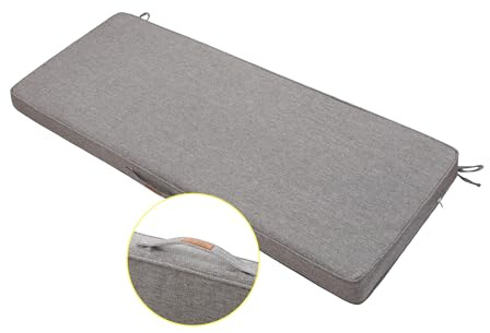 FUNHOME Outdoor Bench Cushion 42 x18 x3 Inch,Waterproof Portable Settee Cushion,Foam Insert with Handle&Ties,Bench Seat Pads for Garden Patio Porch Swing Backyard Furniture(Braided Gray)
