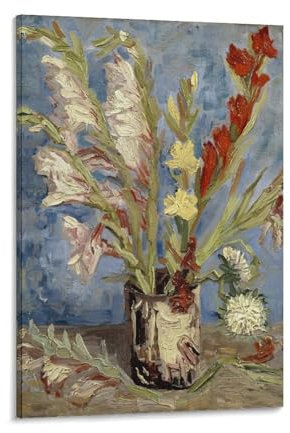 Vase mit Gladiolen und chinesischen Astern von Vincent Van Gogh, Wandkunstdrucke, Poster, coole Kunstwerke, Malerei, Wandkunst, Leinwanddrucke, hängende Bilder, Poster, 40 x 60 cm