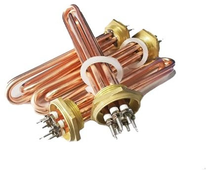 tianwandong Élément de résistance de chauffage de l'eau électrique 220V 380V, tout en cuivre, Tube de chauffage solaire 3kw 6kw 9kw 12kw for piscine(DN50,380V_3KW 195MM)