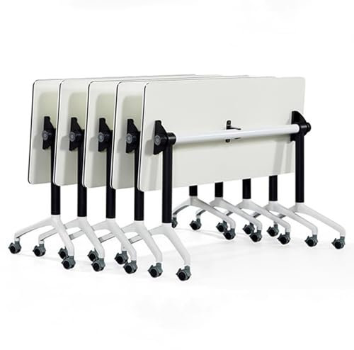 Klappbarer Konferenztisch auf feststellbaren Rädern für Seminarraum, Rolltrainingsschreibtisch mit Klappdeckel, mobiler Besprechungstisch (5 Stück, 120 x 40 x 74,9 cm)