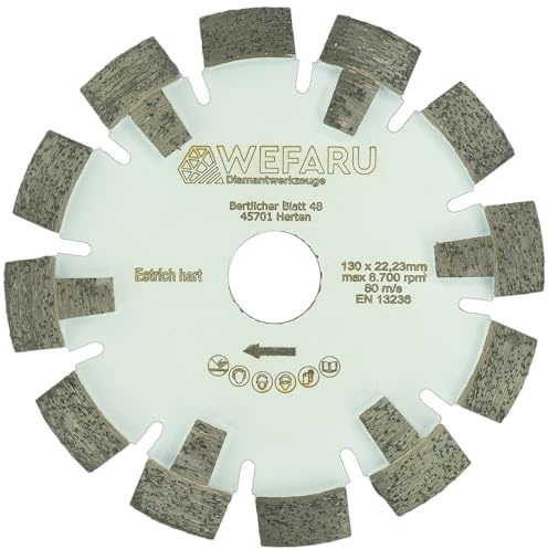 WEFARU Diamant Frässcheibe 130 x 17 x 12 x 22,23mm – Blocksegment, extrem scharf für Fußbodenheizung, für harten Estrich