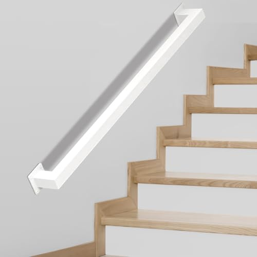 Handlauf - Treppengeländer Innen - Geländer Treppe, 120cm Weiß Handläufe für Treppen, Außen/Innen Edelstahl Stiegengeländer Terrassengeländer (Weiß，120cm)