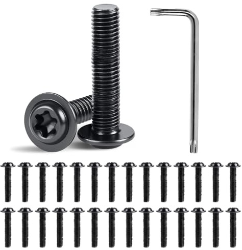 MIGUBIGU 30 PCS Tornillos de Cabeza Alomada con Brida M6 x 30 mm, Tornillos de Cabeza Plana con Llave Torx, Tornillo Torx Acero Inoxidable, Rosca Completa, para Muebles, Electrodomésticos, Maquinaria