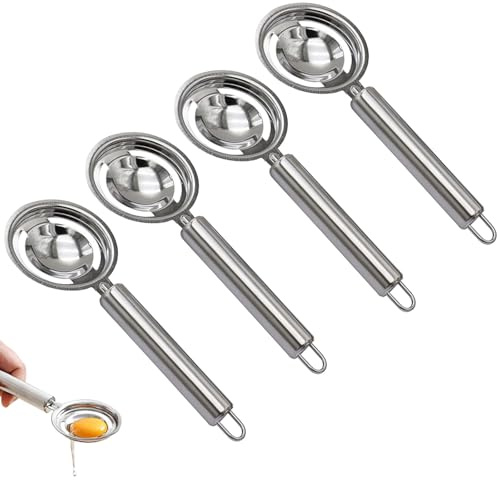 4 Pcs Egg Separator Tool, Egg Yolk Separator for Raw Eggs | Egg Whites Separator, Dividers Tool, Kitchen Baking, Protein Meals, Cooking Essentials