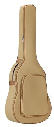 HUDFVIOI Gitarrväska tjock gitarrväska skyddande förvaringsväska vattentät dubbla remmar klassisk akustisk vadderad axelväska för gitarr, Brun 41, En storlek, En stil