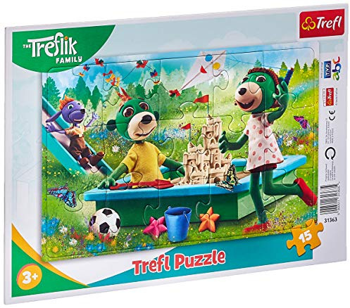 Trefl, Puzzle, Familie Treflik, Spaß am Morgen, Rahmenpuzzle 15 Teile, für Kinder ab 3 Jahren