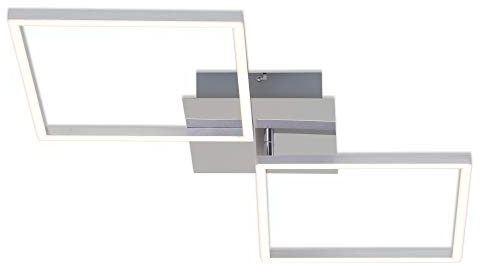 BRILONER Leuchten - LED Deckenleuchte, Deckenlampe dimmbar, 1 Modul drehbar, inkl. Memoryfunktion, 32 Watt, 2600 Lumen, 3000 Kelvin, Chrom-Aluminiumfarbig, 763x365x78mm (LxBxH), 3182-018