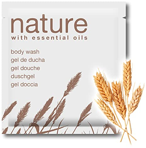 GPQ - Gel de Ducha NATURE | 400 Und. x 8 Gr. | 93% Natural Origin | Amenities Hotel | Con Aceites Esenciales, Sin Parabenos | Para Hotel, Casa Rural, Apartamento, AirBnB… | Fabricado en España