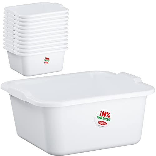 12x Schüssel 11 Liter quadratisch 34x33x16 cm weiß - aus PP-Kunststoff - Universal Haushaltsschüssel Waschschüssel Küchenschüssel Spülschüssel Kunststoff Fußbad Pflege - nestbar